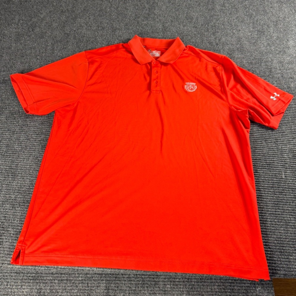 Under Armour Mens XL Red Columbia Golf & Country Club HeatGear Polo Shirt Loose